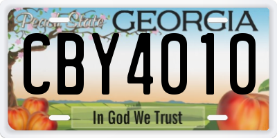 GA license plate CBY4010