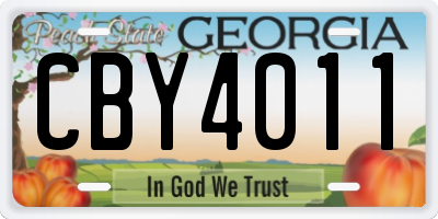 GA license plate CBY4011