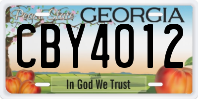 GA license plate CBY4012