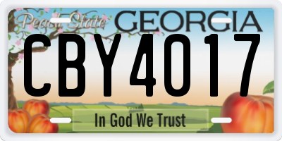 GA license plate CBY4017