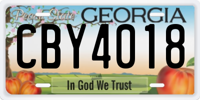 GA license plate CBY4018