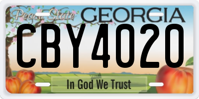 GA license plate CBY4020