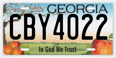GA license plate CBY4022