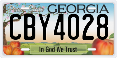 GA license plate CBY4028