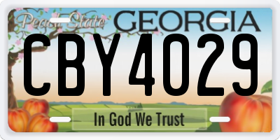 GA license plate CBY4029