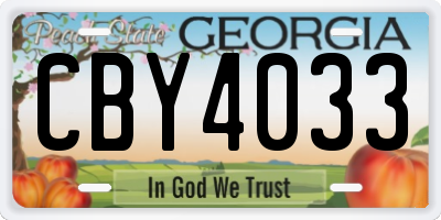 GA license plate CBY4033