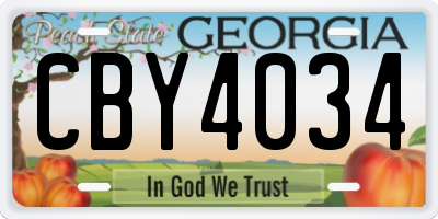 GA license plate CBY4034