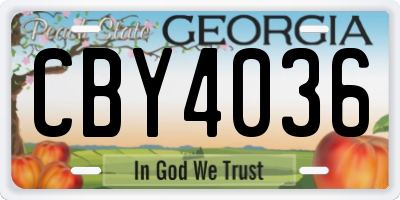 GA license plate CBY4036
