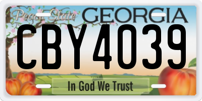 GA license plate CBY4039