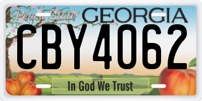 GA license plate CBY4062