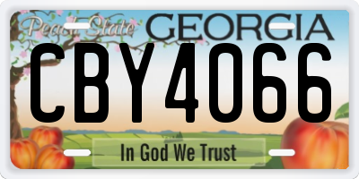 GA license plate CBY4066