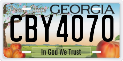 GA license plate CBY4070