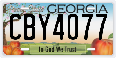 GA license plate CBY4077