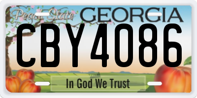 GA license plate CBY4086