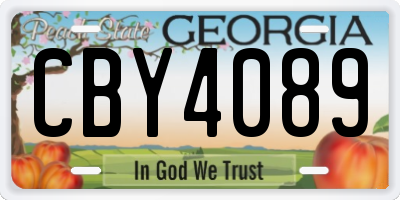 GA license plate CBY4089