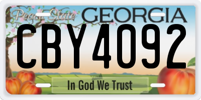 GA license plate CBY4092