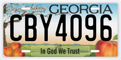 GA license plate CBY4096