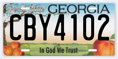 GA license plate CBY4102