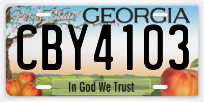 GA license plate CBY4103