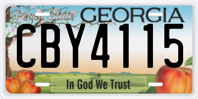GA license plate CBY4115