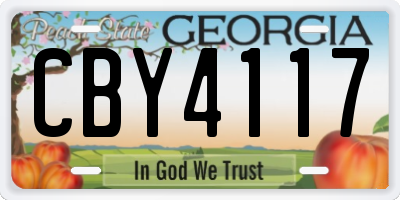 GA license plate CBY4117