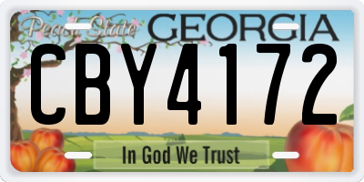 GA license plate CBY4172