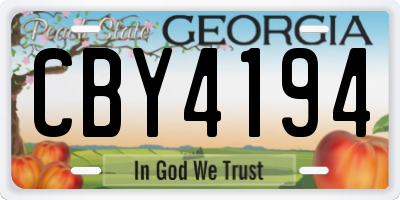 GA license plate CBY4194