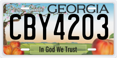 GA license plate CBY4203