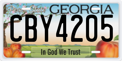 GA license plate CBY4205