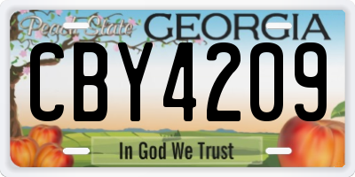GA license plate CBY4209