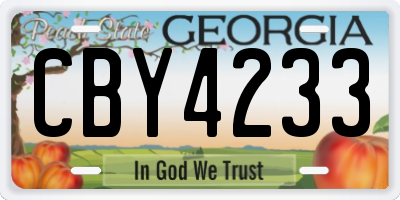 GA license plate CBY4233