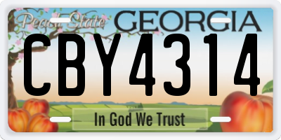 GA license plate CBY4314