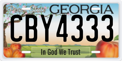 GA license plate CBY4333