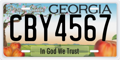 GA license plate CBY4567