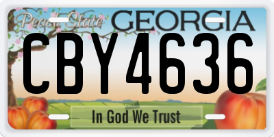 GA license plate CBY4636