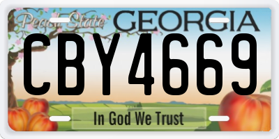 GA license plate CBY4669