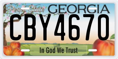 GA license plate CBY4670