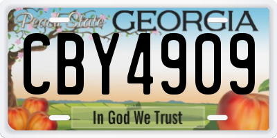 GA license plate CBY4909