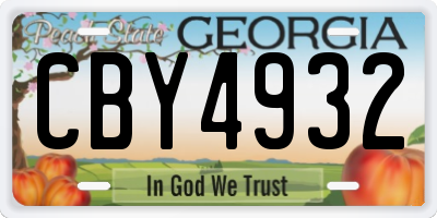 GA license plate CBY4932
