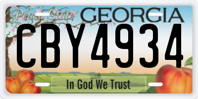 GA license plate CBY4934