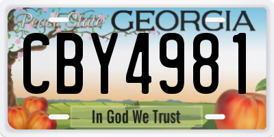 GA license plate CBY4981