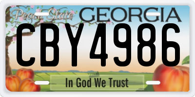 GA license plate CBY4986
