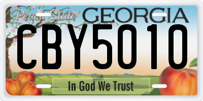 GA license plate CBY5010