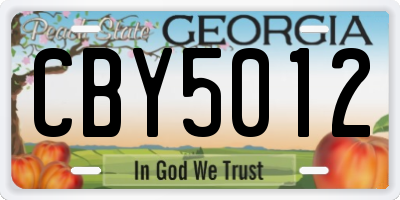 GA license plate CBY5012
