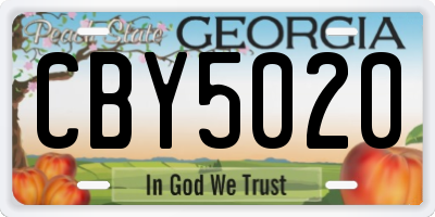 GA license plate CBY5020