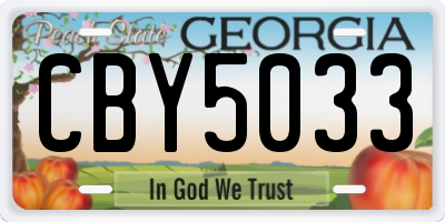 GA license plate CBY5033