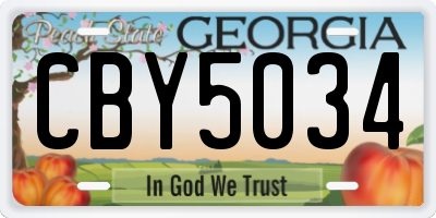 GA license plate CBY5034