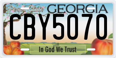 GA license plate CBY5070