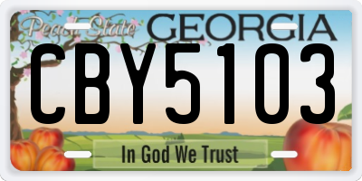 GA license plate CBY5103
