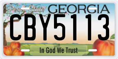 GA license plate CBY5113